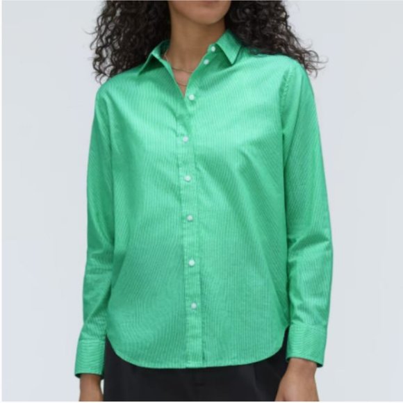 NWT Everlane 100% cotton mint green stripe button up shirt 2 - Picture 2 of 13